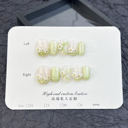 Hand-Worn Armor Short Spring and Summer Comely Five Petal Flower Nail Stickers Reusable Fake Nails