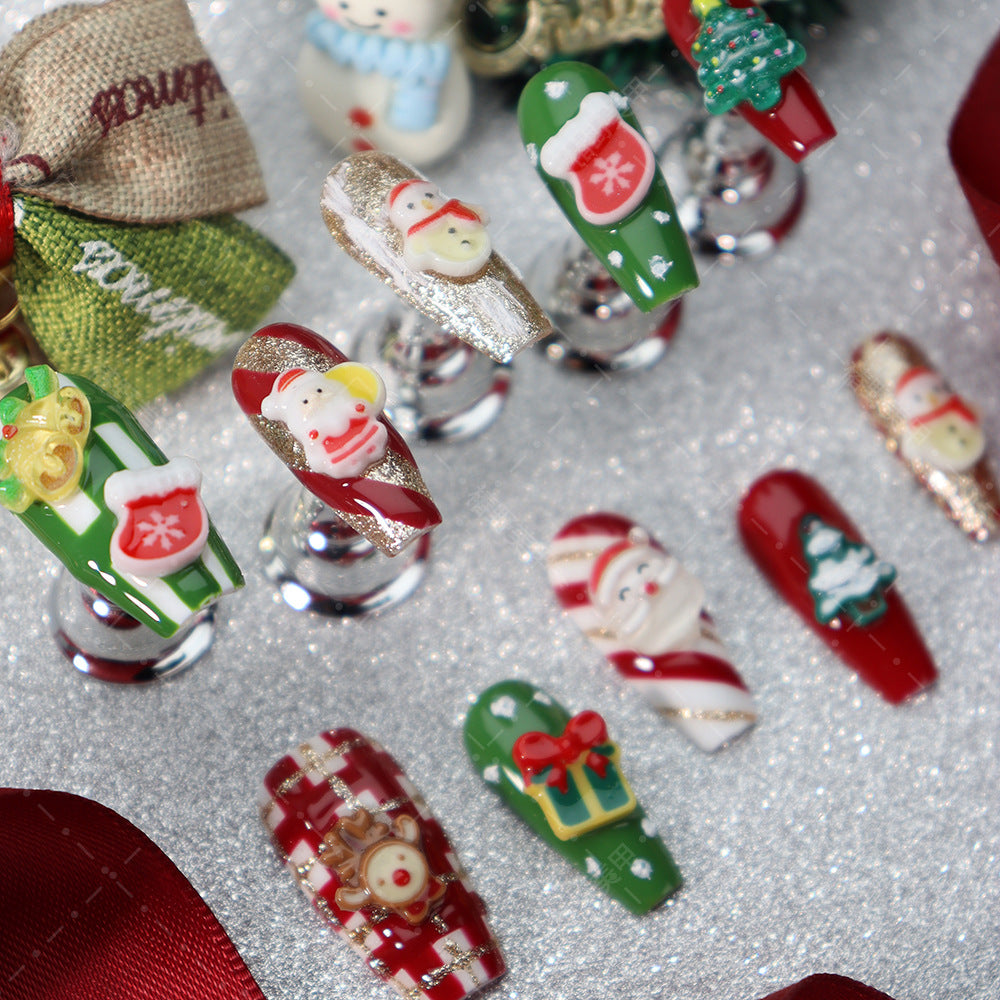 New Autumn and Winter Atmosphere Christmas Wear Armor Elk Christmas Tree Snowman Santa Claus Gift Nail Stickers