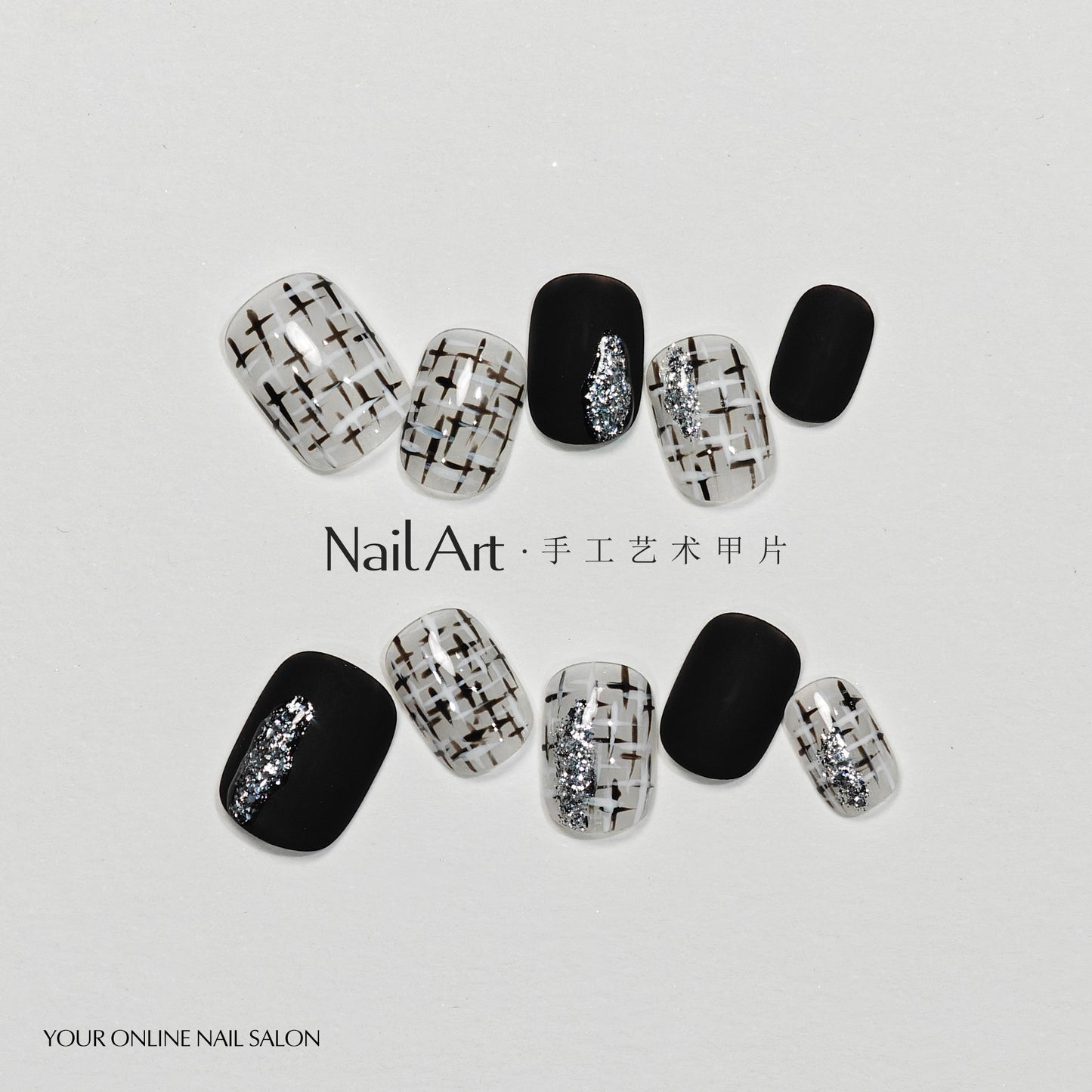 Handmade Wear Armor Autumn and Winter High-Grade Short Black Matte Nail Stickers Handmade Fake Nail Tip Wholesale