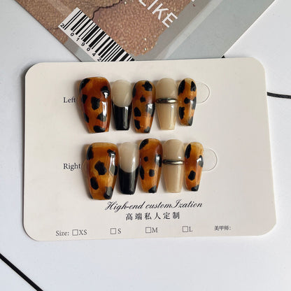 Handmade Wear Armor Leopard Print French Nail Stickers Wearable Nail Sticker Nail Sticker Detachable