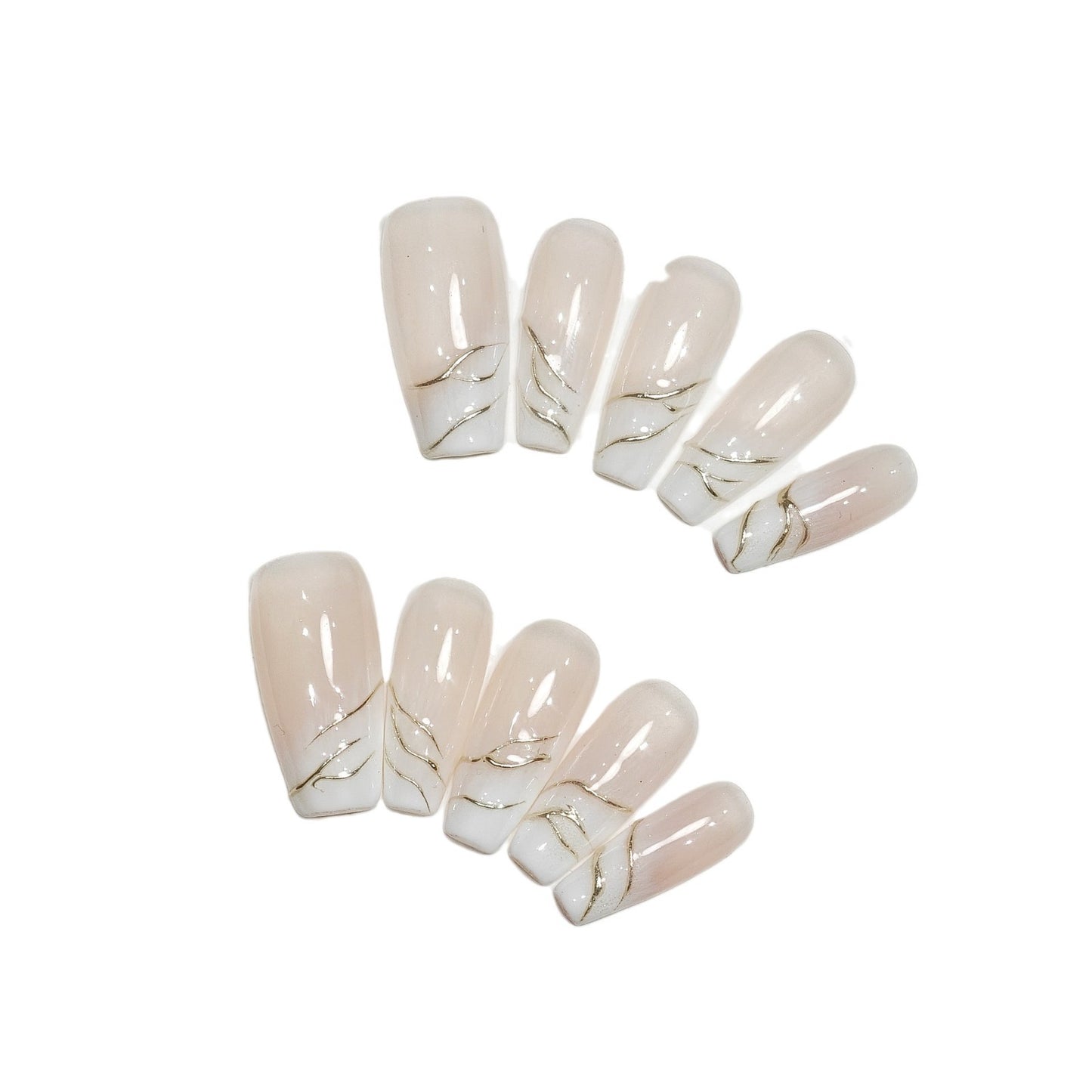 Handmade Wear Nail Autumn High-Grade French Short Milky White Blooming White Hand Wear Nail Tip Manicure