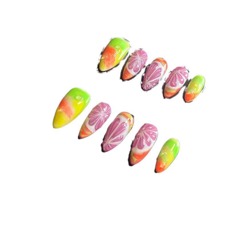 Hot Selling in Europe and America~3D Three-Dimensional Carved Almond Nail Handmade Wear Nail