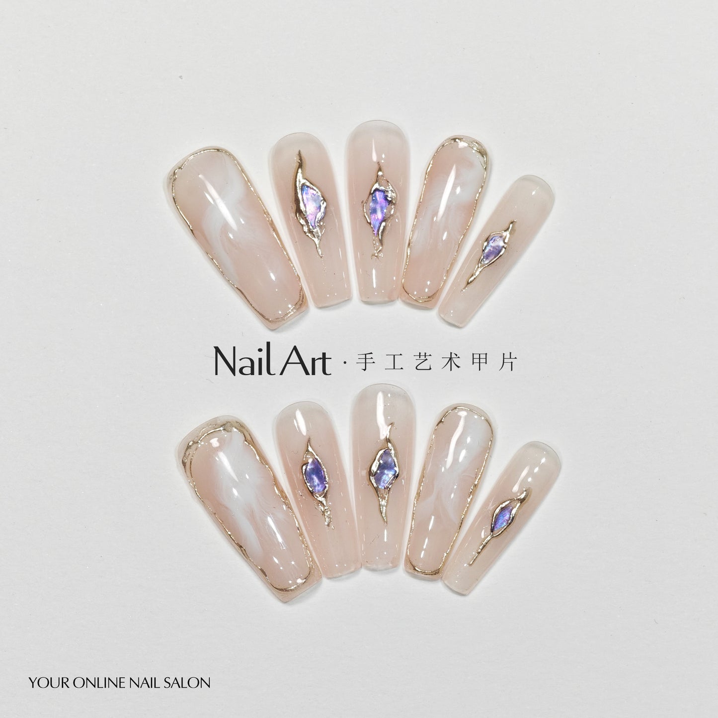 Handmade Wear Armor High-Grade White Autumn Short Handmade Nail Stickers Boutique Fake Nail Tip Stall Wholesale