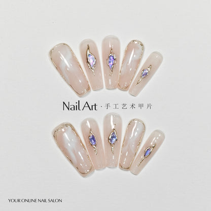 Handmade Wear Armor High-Grade White Autumn Short Handmade Nail Stickers Boutique Fake Nail Tip Stall Wholesale