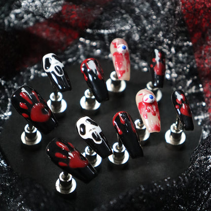 New Patch Wear Armor Halloween Series Dark Style Three-Dimensional Eyes Handmade Nail Stickers Horror Nail Stickers