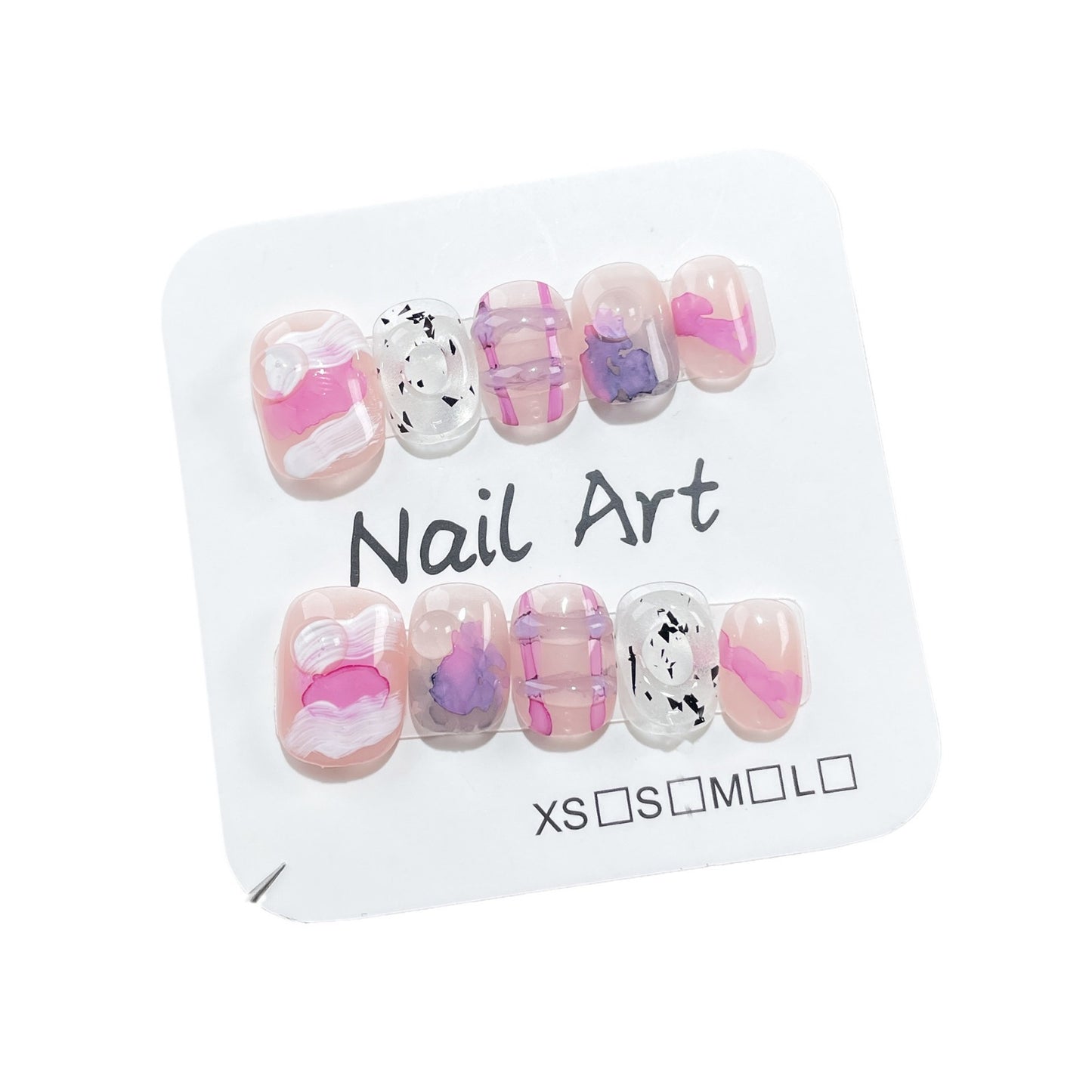 ins Cute Short Style Nail Stickers Irregular Watercolor Handmade Wear Armor Wearable Nail Sticker Wholesale