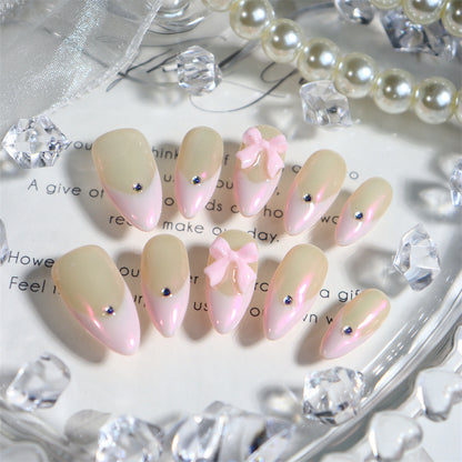 Sweet Bow Girl French Hand-Worn Japanese Style Girl Nail Art Ballet Style Japanese Style Nail Beauty Detachable