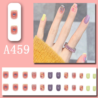 Wear Nail Beauty Nail Piece Sweet Fairy Nail Shaped Piece Cute Girl Pure Desire Blush Nail Ice Transparent New Fake Nails