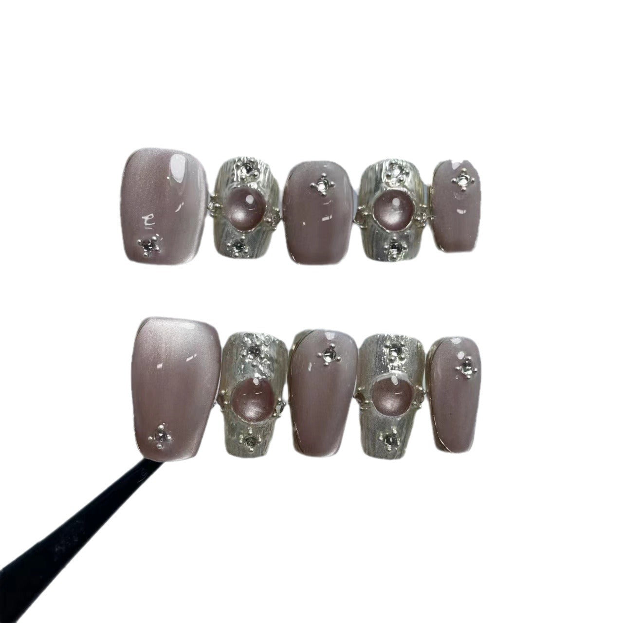 Qianjin Buchilati Magic Mirror Effect Powder Cat's Eye Manicure Handmade2024New High-Grade Short White