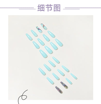 Wearing Nail Full Diamond Series Manicure Tiffany Blue Nail Patch nails Exclusive for Cross-Border Wear Armor Wholesale