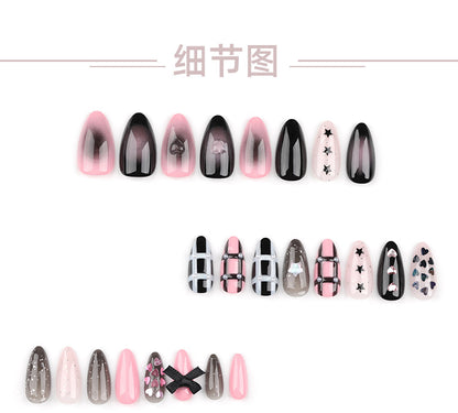 24Cool and Spicy Nail Beauty Love Blooming Wear Nail Fake Nails Almond Bow XINGX Nail Tip Wholesale