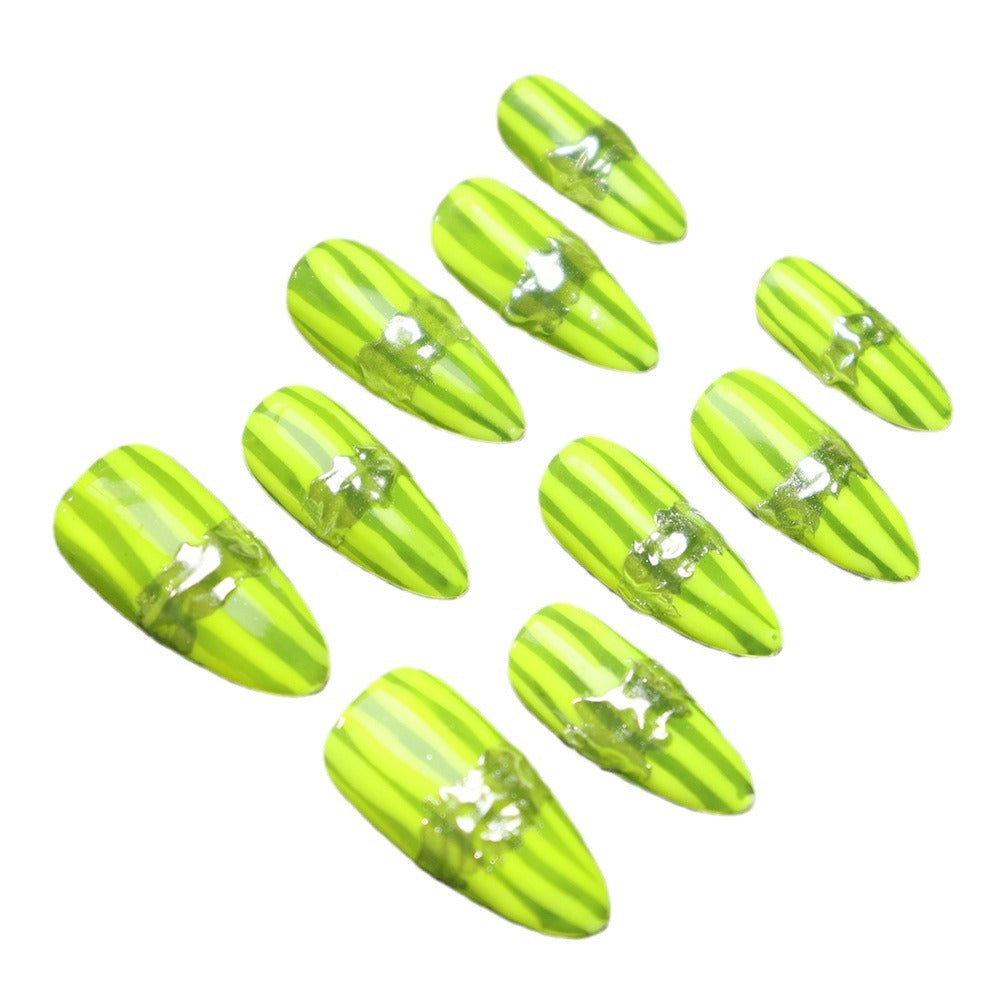 New Nail Beauty Patch Wear Armor Summer ins Wind Niche Advanced Personalized European and American Style Fluorescent Green One Piece Dropshipping