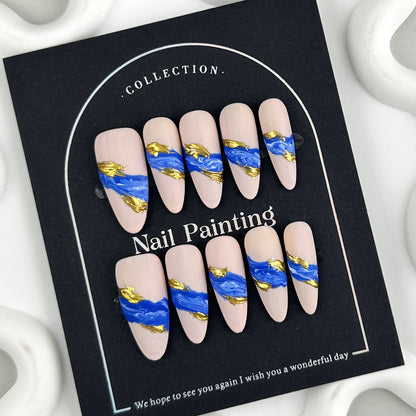 Frozen Quicksand Handmade Wear Nail Tip Nail Stickers High-Grade Summer New Overseas Cross-Border Hand-Painted