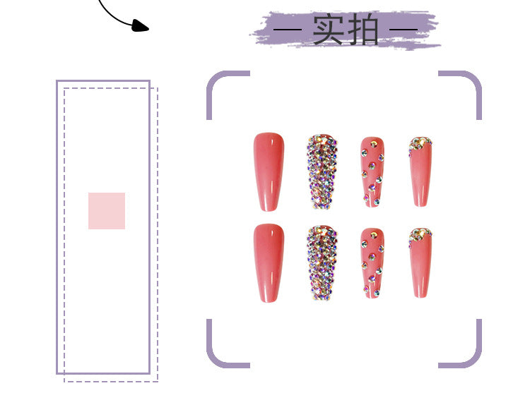 Full Diamond False nail Wear Finished Nail Beauty Fake Nails Nail Stickers Nail Pieces Removable Nail Tip Cross-Border