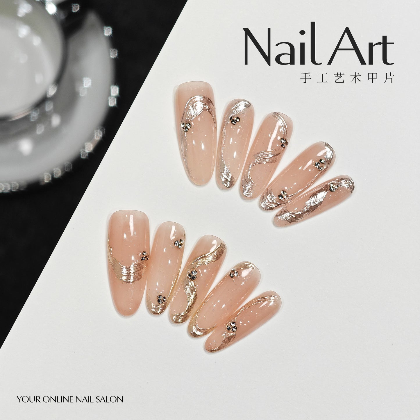 Handmade Wear Nail Advanced Texture Gentle White Nail Stickers Mid-Length Almond Nail Fake Nail Tip Wholesale