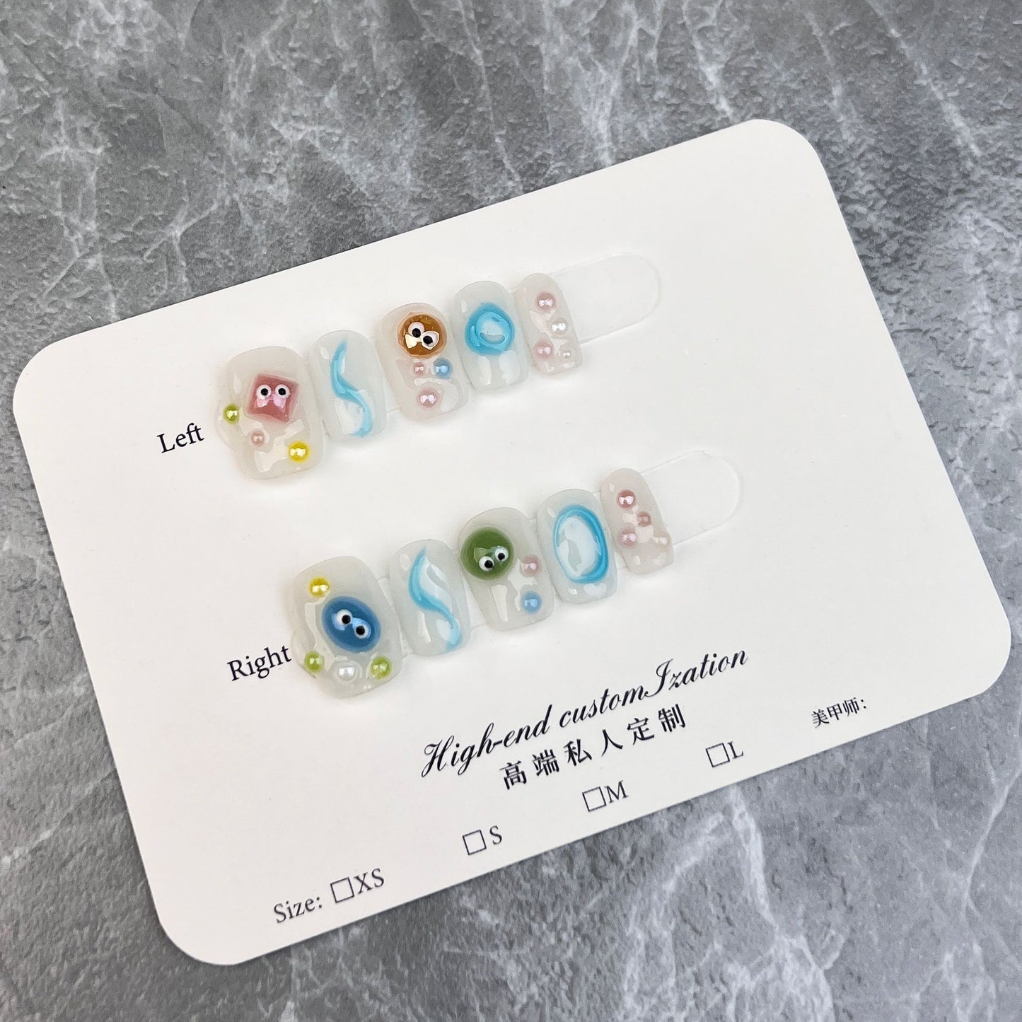 Hand-Worn Armor Three-Dimensional Candy Cute Short Nail Stickers Removable Wearable Nail Sticker Fake Nails