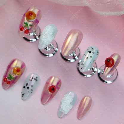 Manufacturer Nail Stickers European and American Style Hand-Painted Limited Three-Dimensional Cherry Cake Afternoon Encounter Atmosphere Wear Armor