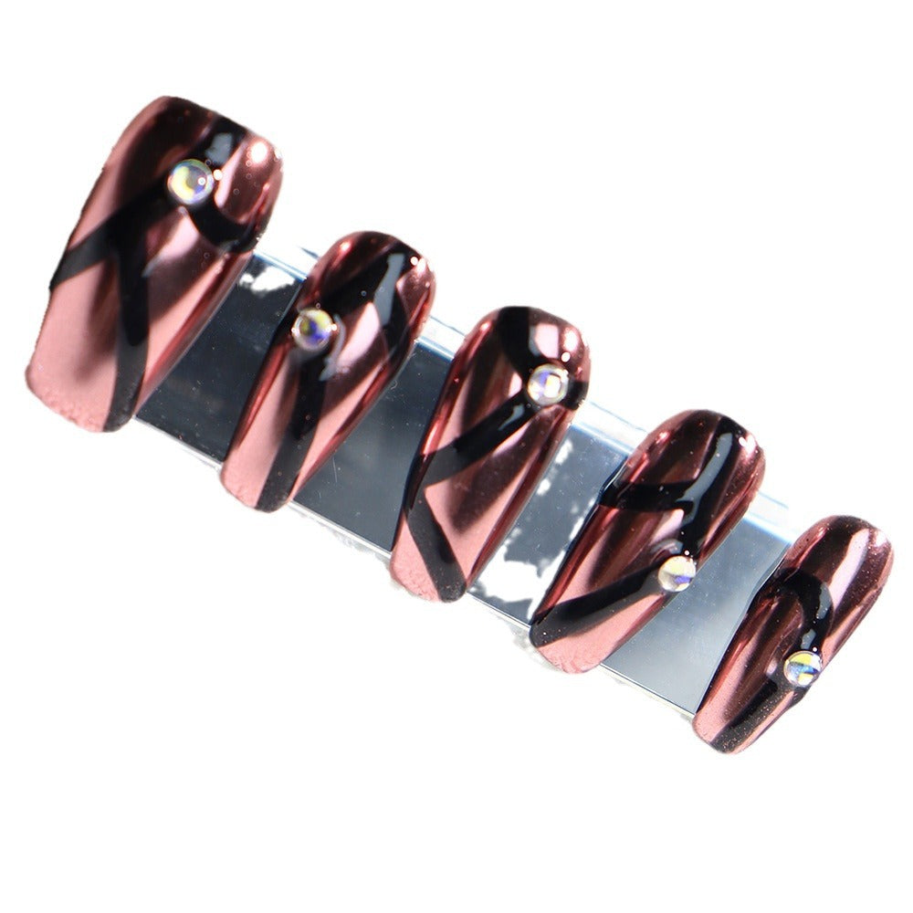 European and American Metallic Rose Gold Dark Wear Nail Handmade Hand-Painted Stickers Nail Stickers Wholesale Delivery