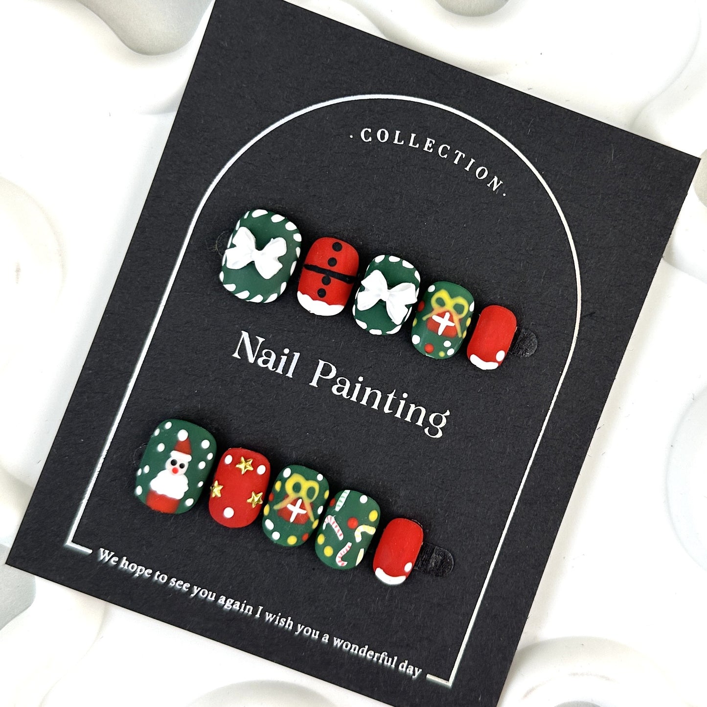 Manicure Christmas Tree Polymer Clay Ornament Christmas Pure Hand Drawing Handmade Wear Nail Tip High-Grade Handmade Nail Stickers