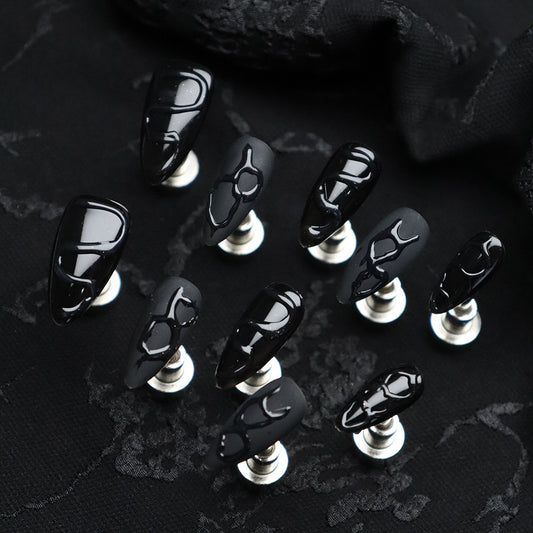 New Style Hand-Made Handmade Black Three-Dimensional Hot Girl Sweet Cool White Dark Shadow Fake Nail Tip Phototherapy