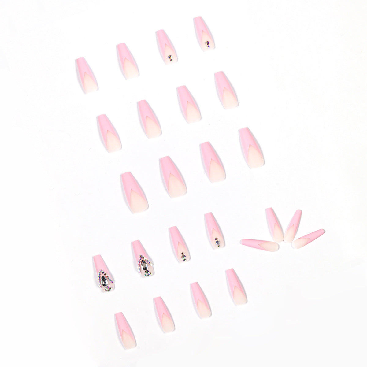 French Long Ballet Blue Rhinestone Temperament Wear Finished Nail Beauty Fake Nails Nail Stickers Foreign Trade Cross-Border Direct Supply