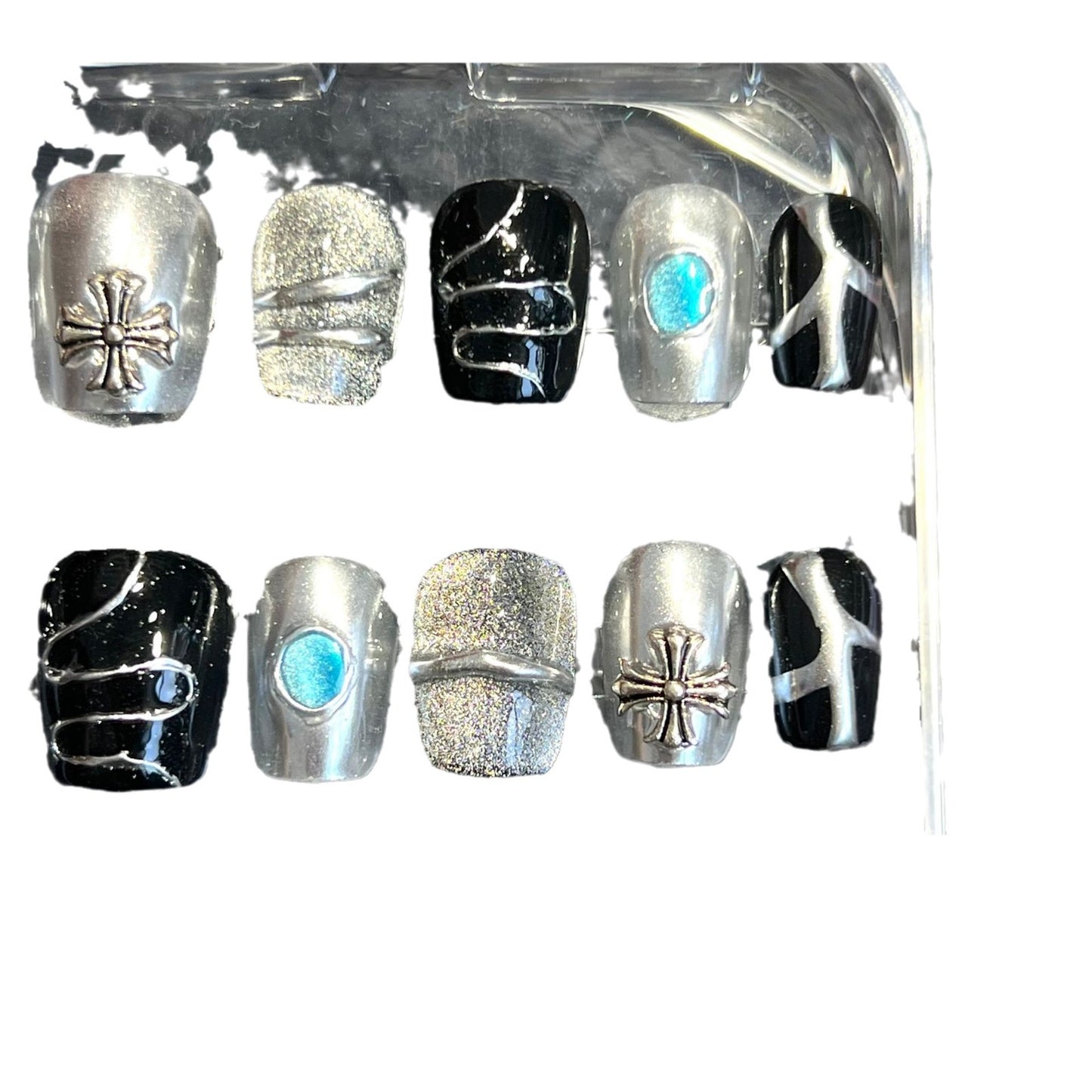 Heavy Metal Style Punk European and American Hand-Worn Armor Short Nail Tip Summer Nail Stickers High-Grade Summer European and American