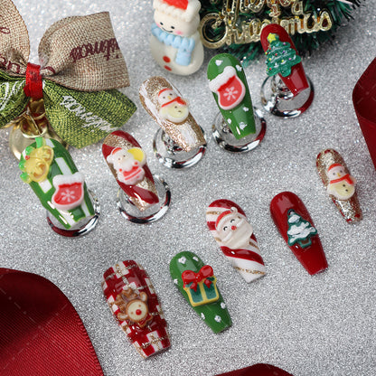 New Autumn and Winter Atmosphere Christmas Wear Armor Elk Christmas Tree Snowman Santa Claus Gift Nail Stickers