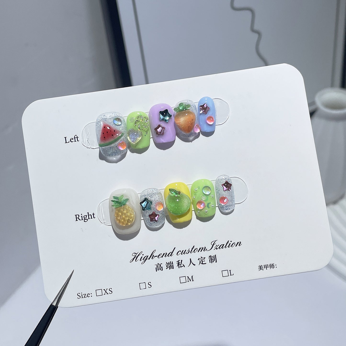 Handmade Wear Nail Three-Dimensional Fruit Fresh Cartoon Nail Stickers Wearable Nail Sticker Cute Fake Nails