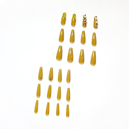 Mustard Yellow Full Diamond Wear Nail Butterfly Manicure French Nail Patch White Nail Stickers Wear Nail Beauty Wholesale