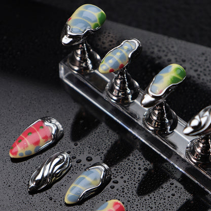 Factory Direct Sales Wear Armor Y2K Millennium Style Punk Metal Texture Nail Stickers Portable Crocodile Pattern Nail Sticker