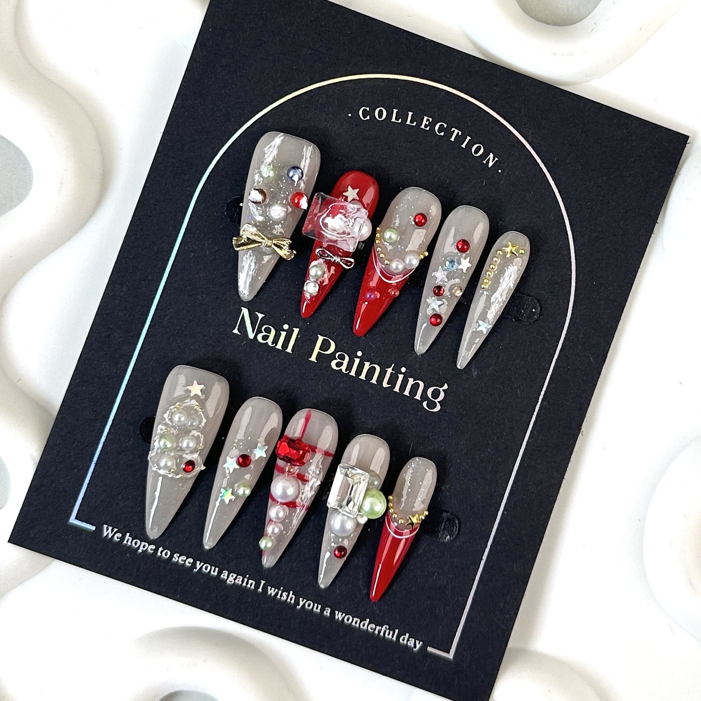 Christmas Simple Temperament Photogenic Europe and America Cross Border Wear Nail Tip High Sense Summer Handmade Nail Stickers