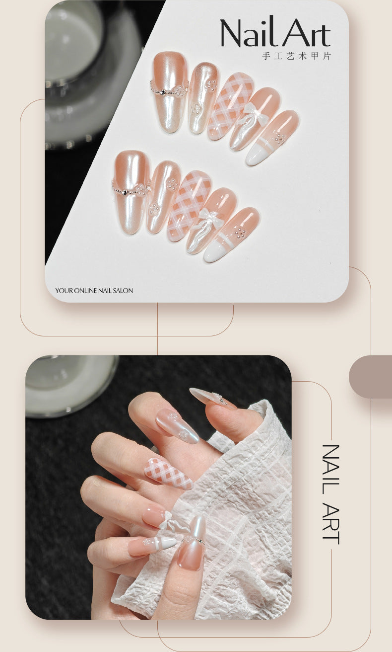 Handmade Wear Nail High-Grade Summer Aurora Hand-Made Manicure Fake Nails Gold Foil Donghai Nail Tip Wholesale