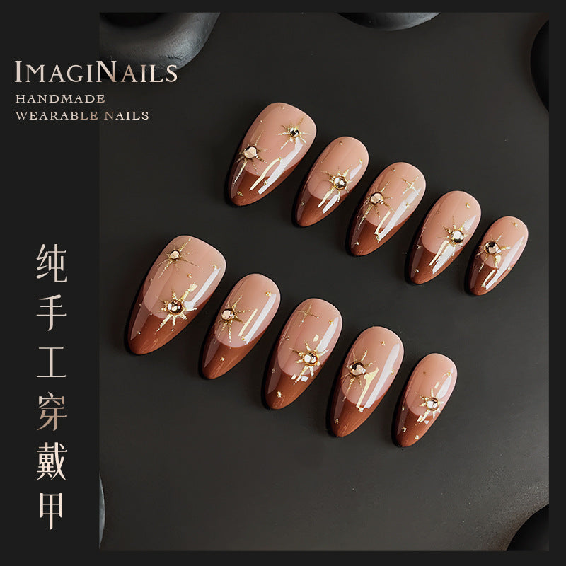 High-Grade French Hand-Worn Nail Autumn New High Quality Almond Nail Short Almond Medium Almond Hand-Worn