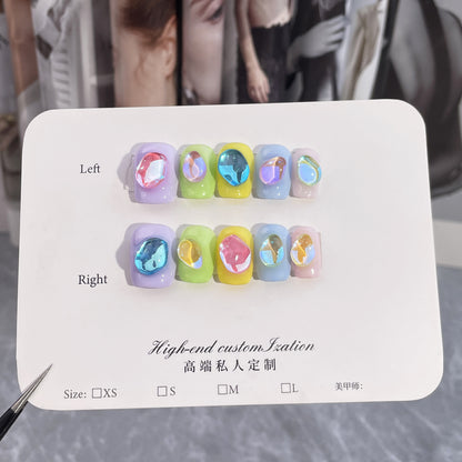 Handmade Wear Vest Macaron Aurora Ice Drill Summer Fresh Short Armor Wear Nail Sticker Nail Stickers