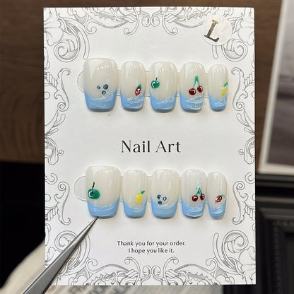 French Cartoon Fruit Epoxy 3D Cute Nail Tips Patch