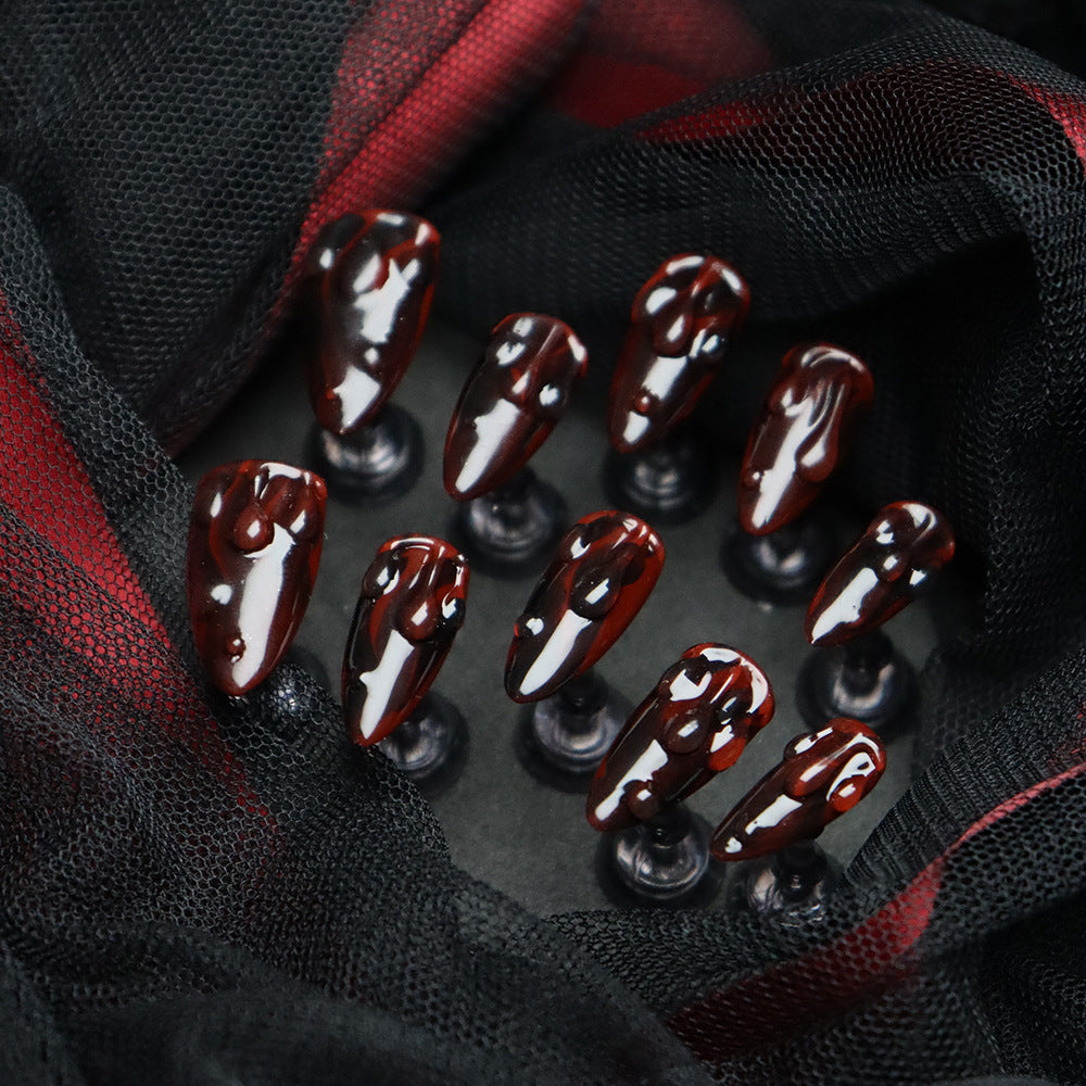 Halloween Manicure Dark Series Simple Fashion Manicure Dark Devil Handmade Wear Nail Detachable UV Nail