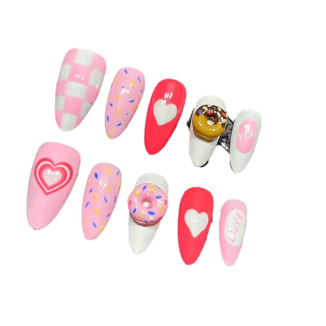 Handmade Pinch Donut Handmade Wear Nail Tip Nail Stickers Cross-Border European and American Nail Factory Direct Hair Autumn and Winter New