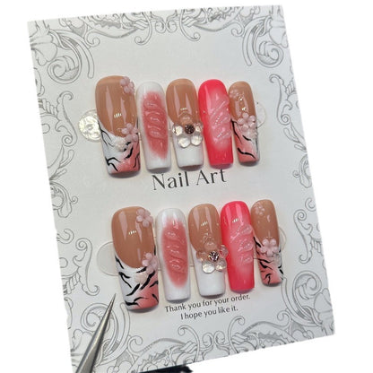 Cross-Border European and American-Style Handmade Wear Nail Wear Three-Dimensional Carved Nail Stickers Nail Tip Detachable Manicure