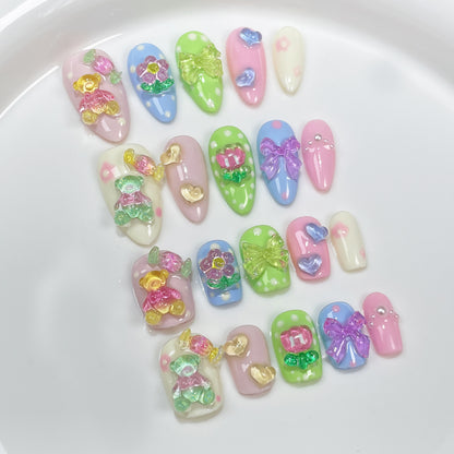 Sweet Cute Cartoon Hand-Worn Armour Small-Fresh Short Type Nail Stickers Almond Armour Wearable Nail Sticker