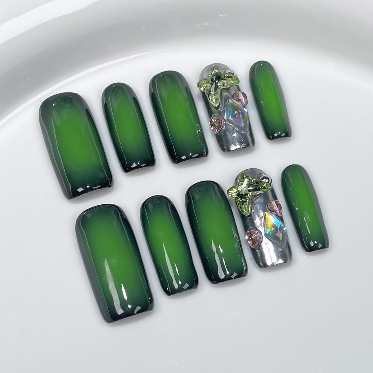 Sweet Cool Blush Nail European and American Medium Rectangular Nail Stickers ins Wind Hand-Worn Armor Wearable Nail Sticker