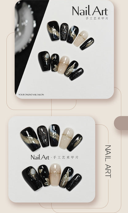 Handmade Wear Armor Advanced Texture Heavy Industry Short Magic Mirror Nail Stickers Hot Girl Handmade Fake Nail Tip Wholesale