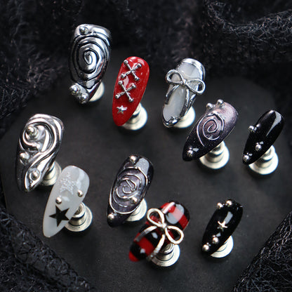 Factory Hand-Worn Armor y2k Metal Punk Hot Girl Sweet Cool Style ins Finished Nail Beauty Hand Painted UV Nail Wholesale