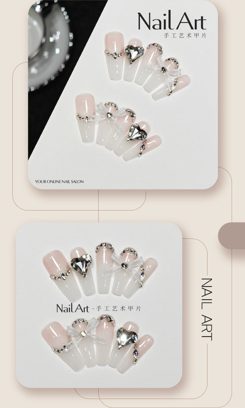 Handmade Wear Armor High-Grade Feeling White in Autumn and Winter Love Nail Stickers High Goods Selective Rettroubled Fake Nail Tip