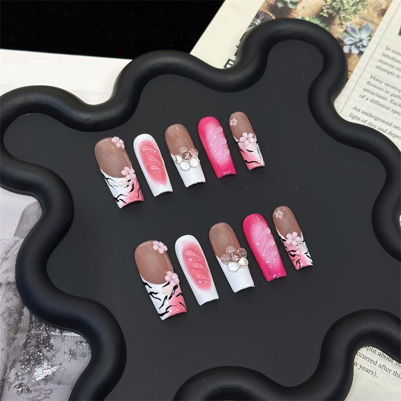 Cross-Border European and American-Style Handmade Wear Nail Wear Three-Dimensional Carved Nail Stickers Nail Tip Detachable Manicure