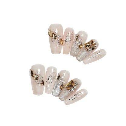 Handmade Wear Armor Handmade Advanced Texture Short Cat Eye Ice Transparent White Nail Stickers Fake Nail Tip Wholesale