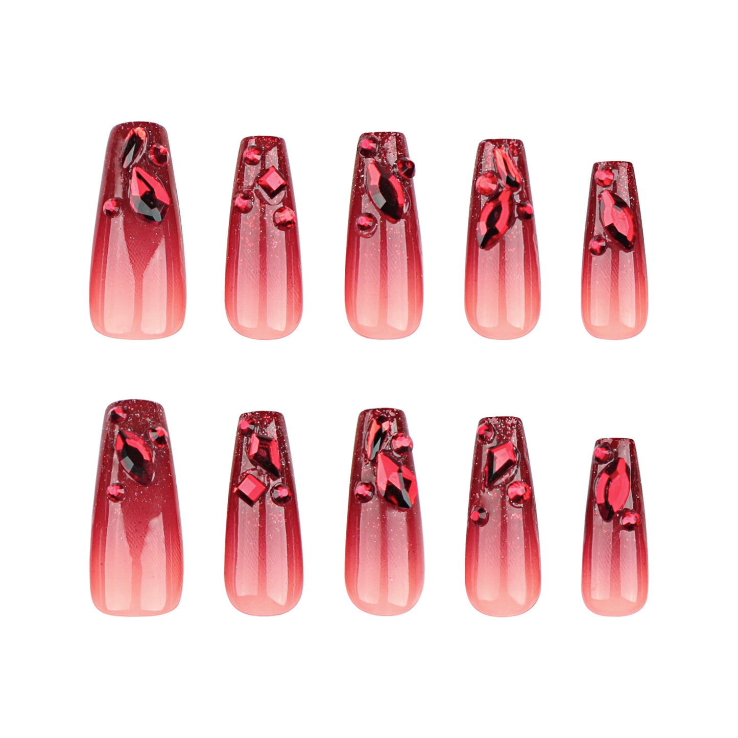 European and American Hot Halloween Wear Nail Tip Square Gradient Nail Art Fake Nails Rhinestone Wearable Nail Tip nails