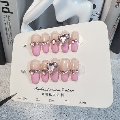 French Love Light Diamond Gentle White Detachable Nail Stickers Fake Nails Handmade Wear Nail Wholesale