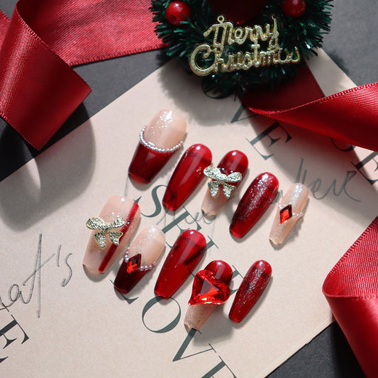 New Style Hand-Made Handmade French Style Autumn and Winter Christmas New Year Love Ruby Atmosphere UV Nail