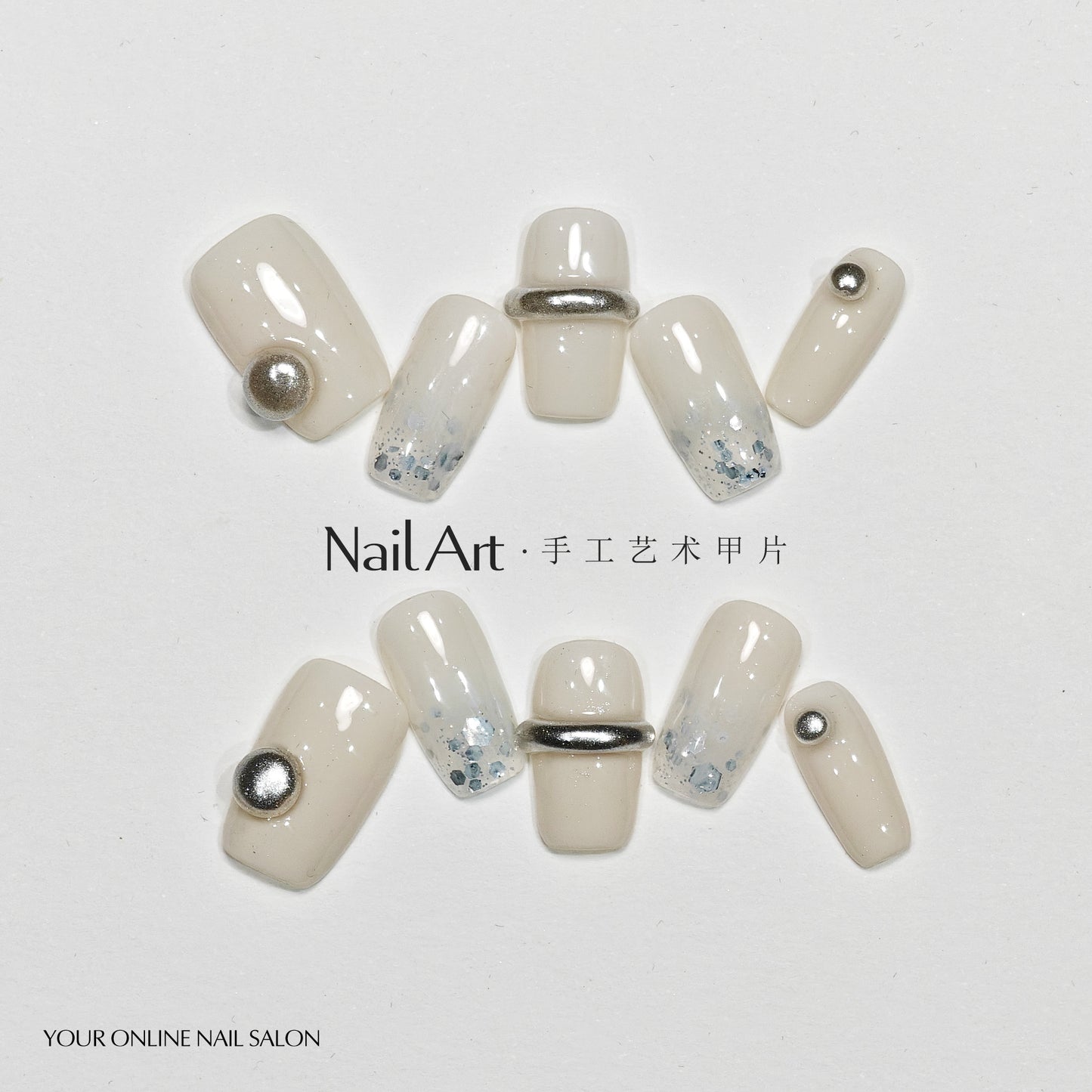 Handmade Wear Nail Autumn and Winter High-Grade Sense Short Cute White Manicure Hand-Made Wearable Nail Patch Wholesale