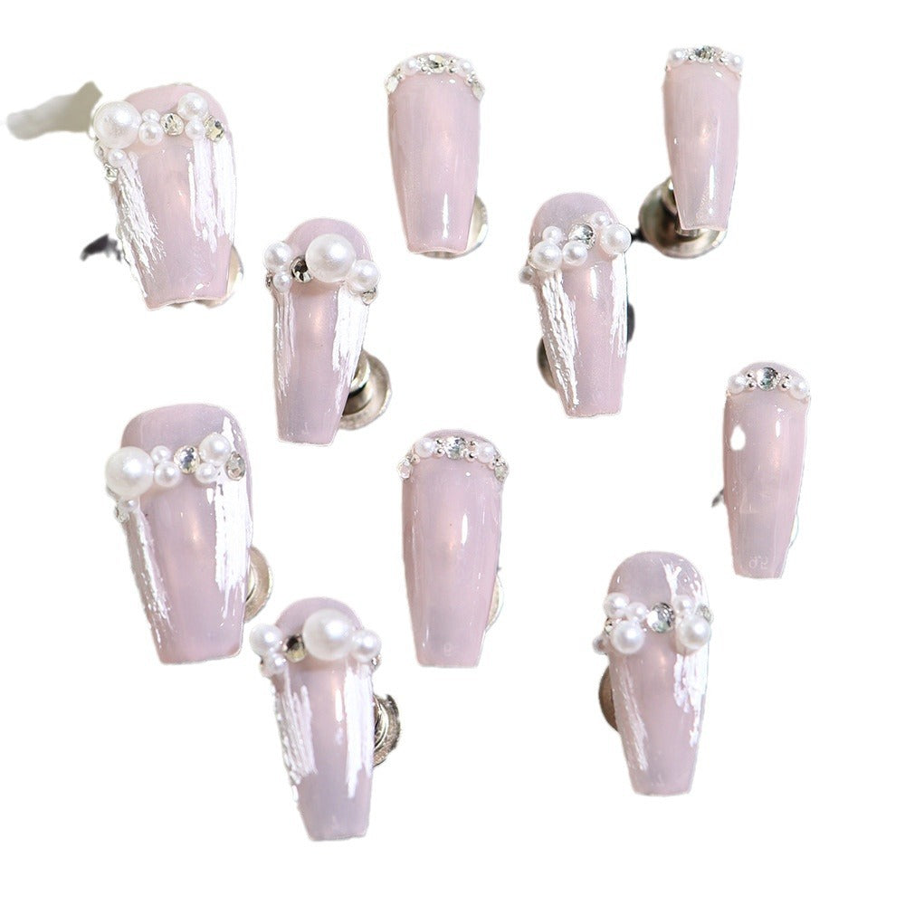 Pink Wedding Armor Wear Nail Pearl Wedding Dress Sweet Angel Wings Light Luxury Three-Dimensional Plaster Handmade Nail Stickers